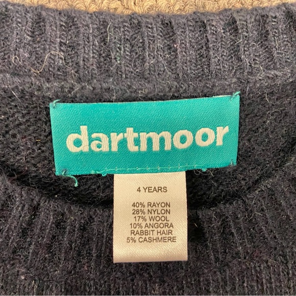 Size 4 Dartmoor wool/ cashmere crewneck fair aisle sweater navy/ blue. - Picture 2 of 2